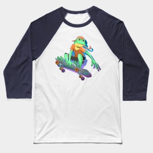 Skateboarding Frog Baseball T-Shirt